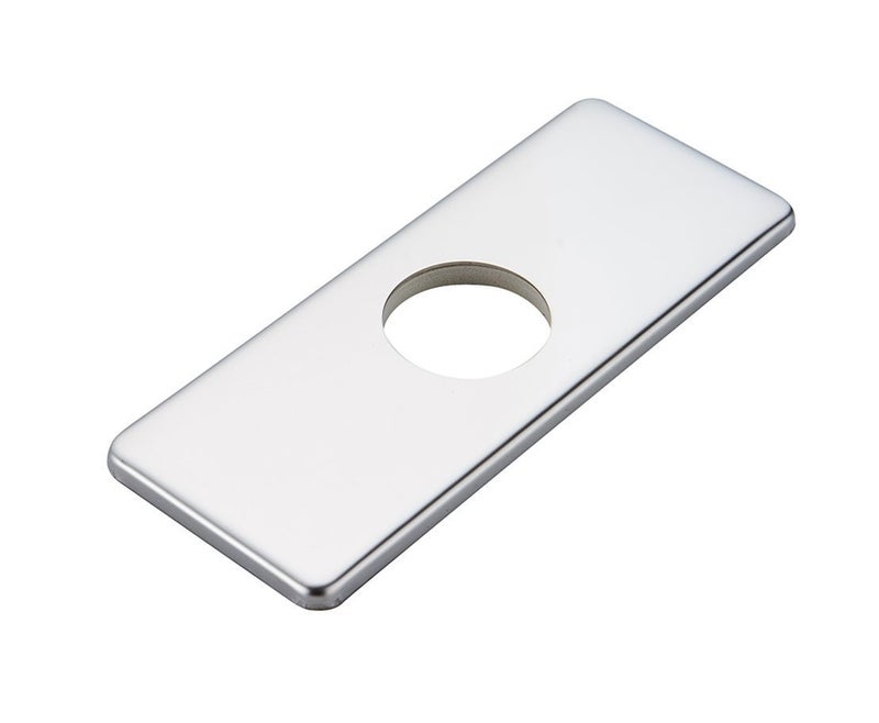 Green Spring Greenspring 6 Inch Chrome Sink Hole Cover, 4" Hole Cover Deck Plate, Bathroom Faucet Deck Plate, Stainless Steel Square Escutcheon for Bathroom or Kitchen Single Hole Vanity Sink Faucet - Image 1